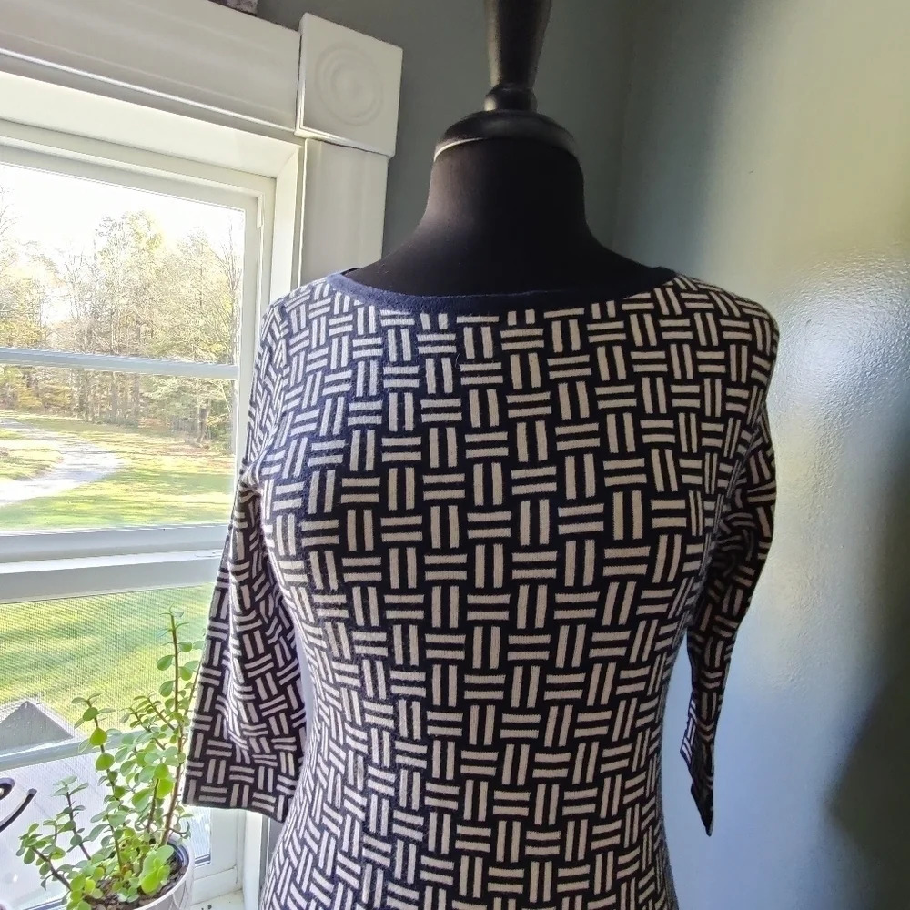 Boden Intarsia Knit 3/4 Sleeve Dress - Picture 2 of 4